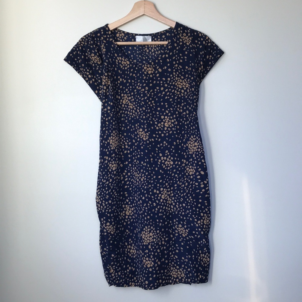 Tie-back printed shift dress